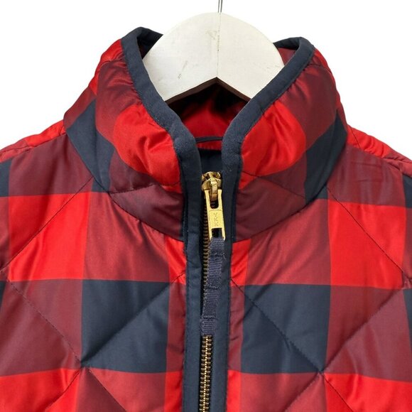 J.CREW Buffalo Check Vest XXS Puffer Red Blue Preppy Plaid Down Feather Jacket - Picture 5 of 11